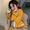 Scarves Winter Knitting Wool Scarf For Women Solid Color Thermal Neck Warmer Ladies Outdoor Keep Warm Thicken Windproof Cover