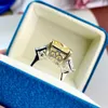 Cluster Rings Luxury 13 16 Yellow Square Zircon Stone Bridal Wedding Finger Ring Women Pure 925 Sterling Silver Engagement Jewelry