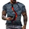 Camisetas para hombre, Top de manga corta con estampado de volcán D de gran tamaño, Camiseta con cuello redondo de Hip-hop, Camiseta