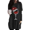 Blouses Femmes Chemises de Noël Femmes Blouse Robe De Noël Couleur Unie À Manches Longues Robes D'hiver Coupe De Vin Imprimer Tops Femme Camisa