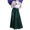 Kjolar våt utseende elegant pvc läder maxi golvlängd hög midja lösa veckade sväng kjol latex kontor lady costume 7xl