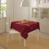 Table Cloth Merry Christmas Red Winter Square Tablecloth Happy Year Cover Decorative For Dining Room Wedding Holiday 54X54 Inch