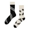 Chaussettes créatives et amusantes pour femmes et hommes, Style AB irrégulier, mode Couple, en coton, unisexe, bas pour hommes, cadeaux, vente en gros