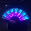 Night Lights RGB Led Folding Fan With Remote Rechargeable Light-Up Portable Stage Show Glowing For Party Wedding Nightclub Props