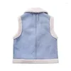 Gilet da donna in lana d'agnello peluche giacche da donna senza maniche addensare pelliccia gilet in cotone autunno inverno 2024 patchwork pelle scamosciata lavata