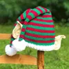 Caps Hats Christmas Elf Hat Long Tail Crochet Beanie Children Women Men Knit Kid Cap Green Red And White Stripe Winter Santa Costume Props 231121