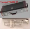 Professionell BB Trumpet B Flat TR190S-37 Silverpläterade Playing Instrumentos Musicales munstycke Tillbehör Gratis frakt