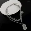 Naszyjniki wisiorek mężczyźni lub kobiety Naszyjnik ze stali nierdzewnej Chic Square Design Design Clavicle Sweater Chain Akcesoria sztuki