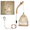 Wandlamp Handgeweven Schaduw Schans Met Houten Arm Boho E26 Op Basis Gemonteerde Verlichtingsarmaturen Voor Nachtkastje Binnen Veranda