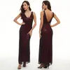 Robes décontractées 2023 Printemps Été Femmes Mode Paillettes Longue Robe De Soirée Transparent Mesh Maxi Sexy Dos Nu Col V Robes De Soirée