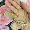 Pendant Necklaces Double Layers Nameplate Necklace Two-Color Custom Letters With Cartoon Character Pendant Hip-hop Women Necklace For Gift 231121