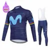 Cykeltröja sätter cykel Vinterkläder Movistar Långärmkläder Ridning Set MTB Thermal Fleece Maillot Ropa Ciclismo 230421