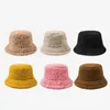 Berretti Cappello da pescatore in tinta unita Autunno Moda coreana da donna Bacino a prova di caldo e freddo Bordo liscio Pelo di agnello in peluche