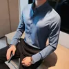 Мужские повседневные рубашки Camisas De Hombre, однотонные роскошные корейские рубашки для мужчин, одежда в деловом стиле, мужское платье с длинным рукавом, высокое качество 5XL