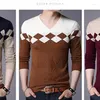 Męskie swetry jesienne zima kpop styl mody harajuku szczupły topy luźne swobodne wkładki na dzianiny v szyja grube długi rękaw