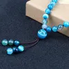 Strand 6MM Blue Striped Agate Natural Stone Bracelet High Quality 108 Onyx Beads Necklace Women Healing Yoga Jewelry Gift For Frien