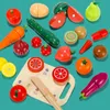 Kitchens Play Food Children's Fruit Vegetables Cutting Toys Role Play Simulation Kitchen Pretend Toy Wooden Magnetic Cutting Fruit Set Games Gifts 231120