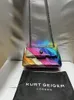 Sacos de noite Kurt G Londres multicolorido retalhos crossbody para mulheres reino unido marca designer moda tendência bolsa pu bolsa de ombro 230421