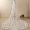 Voiles de mariée longue dentelle Appliques voile de mariage blanc ivoire cathédrale 1 couche 3.5 mètres accessoires de mariée