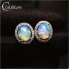 Colife Jewelry 100% 천연 오팔 귀걸이 5x7mm 100% Real Australia Opal Earrings Fashion 925 Silver Opal Jewelry