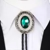 Strikjes Bolo Tie Vlinderdas Koreaanse Mode Luxe Retro Heren Pak Overhemd Accessoires Groene Strass Halfedelsteen Hanger