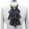 Bow Ties Renaissance Costume False Collar Women Gothic Victorian Detachable Jabot Ruffled Lace Fake Party Steampunk Clothing Decor