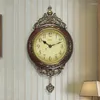 Relojes de pared Reloj de lujo silencioso Vintage nórdico Digital europeo antiguo péndulo clásico dormitorio Wandklok decoración del hogar AD50WC