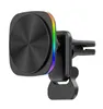 Biltelefonhållare laddare 15W Magnetic Air Vent Clip Mount Wireless Charger med RGB -lysdioder