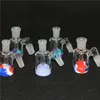 Attrape-cendres en verre mâle de 14 mm avec des couleurs en silicone contient une plate-forme pétrolière droite en silicone pour bong à eau