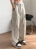 Kvinnors byxor capris par ficka överdimensionerade solida joggar tekniska byxor hög midja streetwear mode svart baggy byxor y2k casual vintage kläder 230421