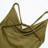 Taop ZA 2023 Nya kvinnors sexiga rygglösa underkläder Sling Dress Olive Green Elegant Dress 9878168