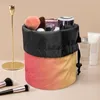 Cosmetic Bags FORUDESIGN Sunset Sunflower Print Cylindrical Bucket Toiletry Bag Durable Collapsible For Women Cajas Organizadoras