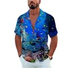 Freizeithemden für Herren Marine Life Printing Tees Beach Vacation Style Hawaiian Fashion Revers Single-Breasted Leisure Short SleeveTops 230421