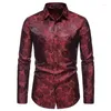 Camicie casual da uomo Camicia con stampa floreale vino rosso rosa Uomo 20234 Marca Slim Fit Manica lunga Abito da uomo Lavoro Business Sociale Maschile