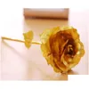 Decorative Flowers Wreaths Christmas Day Gift 24K Gold Foil Plated Rose Creative Gifts Lasts For Valentine S Girl Cn23 Drop Delive Dhh3B