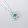 Emerald Pendant Necklace S925 Silver Micro Set Zircon Geometric Flower Necklace European Women Fashion Collar Chain Wedding Party Versatile Jewelry Gift SPC