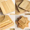 Mats Pads Square Wooden Bamboo Drink Coasters Unfinished Wood Circle Cup Home Kitchen Office Table Decoration Lx1955 Drop Delivery Dhdfy