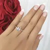 Anéis de cluster 925 prata esterlina dedo conjunto simples quadrado esmeralda corte natural branco safira anel de casamento para mulheres jóias