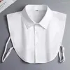 Bow Ties Adult Collar Fake Shirt Ruffle Edge Exquisite Solid Color Gray For Men Business Detachable Winter Decor