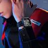 Montres-bracelets homme montre Quadrate montres automatiques pour hommes 316L boîte en acier inoxydable hommes mécanique creux horloge mâle