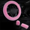 Universal Steering-wheel Plush Car Steering Wheel Covers Winter Faux Fur Hand Brake Gear Cover 3 Pcs/ Set Car Accessories