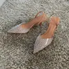 Dress Shoes Fashion Summer Women High Heels Pearl Decoration Slingback Woman Pumps Pointed Toe High Heels Sandals Elegant Woman Shoes 231121