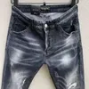 DSQ Phantom Turtle Męskie dżinsy męskie włoski projektant dżinsów chude zgrane fajne facet przyczynowy dziura dżinsowa marka mody Fit Dżinsy Mężczyźni Umyjane spodnie 65203