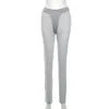 Pantalons pour femmes OMSJ Casual High Street Tendance Taille Basse Tricoté Extensible Creux Transparent Sexy Leggings Serrés Plein Gym Yoga