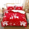 Conjuntos de cama Navidad Christmas Elk Set Duveta Capa Fronha Ano Consolador Duplo Queen King Size Quilt Home Decor L231120