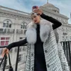 Women's Fur & Faux Female Star 2023 Imported Whole Skin Collar Coat Shawl Pashmina Scarf PONCHO Woolen Cloak