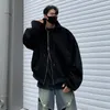 Sweats à capuche pour hommes 2023 automne hiver édition coréenne grande silhouette double couche composite épaulette pull manteau cardigan à capuche noir