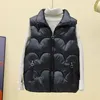 여자 조끼 면화 패딩 조끼 2023 스탠드 칼라 겨울 민소매 재킷 여성 따뜻한 바람 방풍을 두껍게하는 여성용.