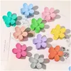 Hårklämmor Barrettes Fashion Women Plastic Hair Claws Crab Clamps Charm Solid Color Flower Form Lady Small Clips Huvuddres Dhgarden Otqdm