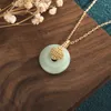 Pendentif Colliers Chine Style Design Vintage Collier Cuivre Plaqué Or Hetian Jade Xiaofu Marque Chanceux Cinq Empereurs Coin Femmes